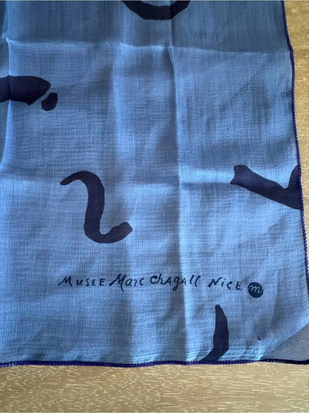 Vintage Blue Silk Scarf from Marc Chagall made in France